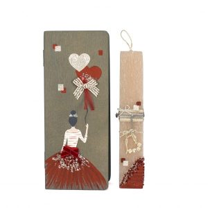 λαμπαδα καρδια ζωγραφισμενη, σε ξυλινο κουτι