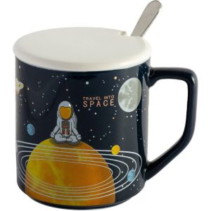 κουπα πορσελανη με καπακι και κουταλακι διαστημα